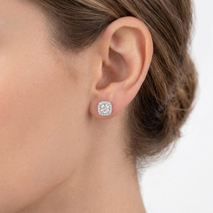2.14 Carats IGI Certified Natural Diamond 18k White Gold Stud Earrings
