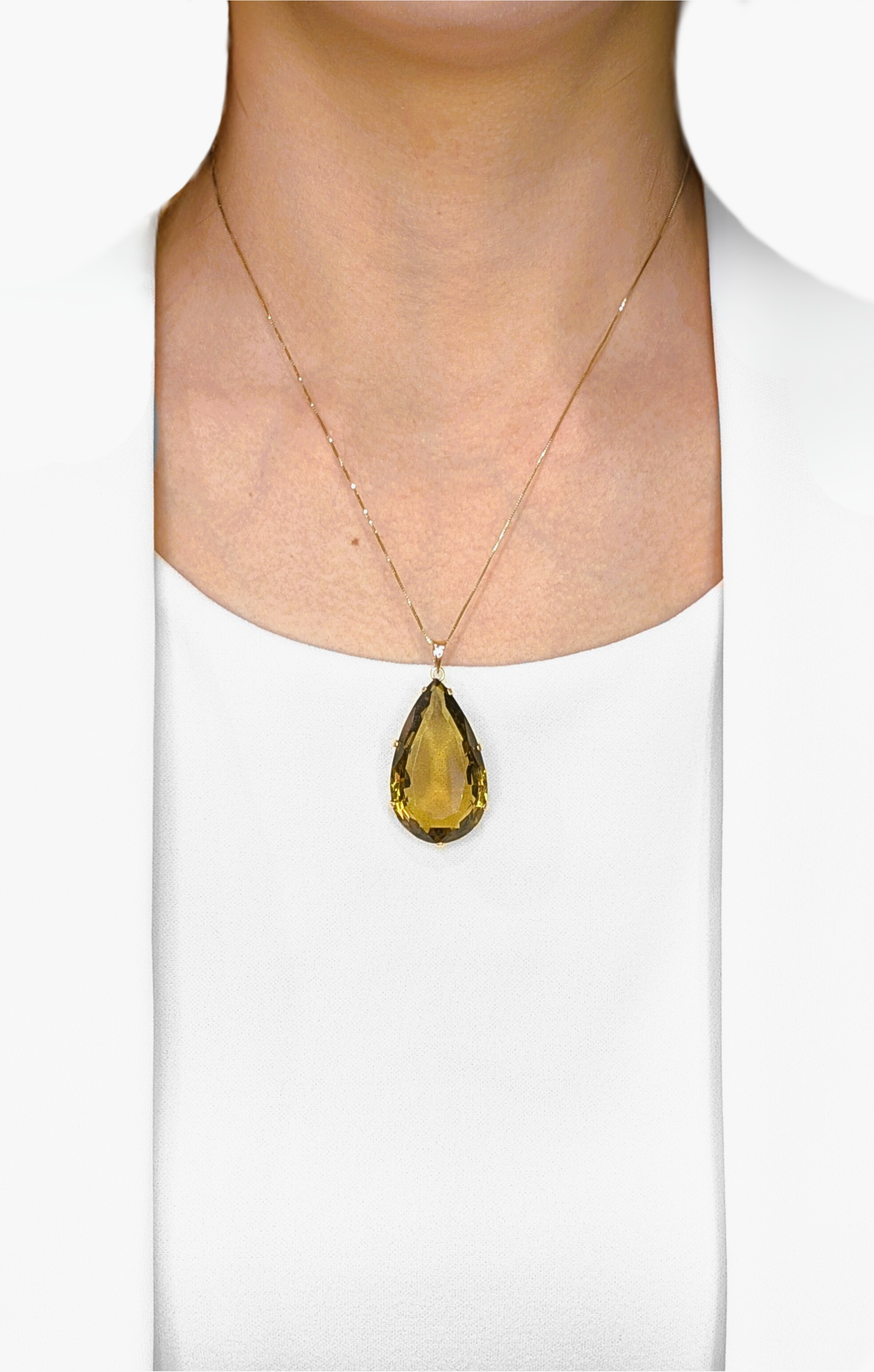 Magnificent 36.88ct Smoky Quartz 14K Yellow Gold Pendant