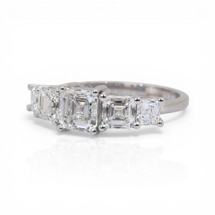 2.49 Carat GIA Certified 18K White Gold 5-Stone Ring