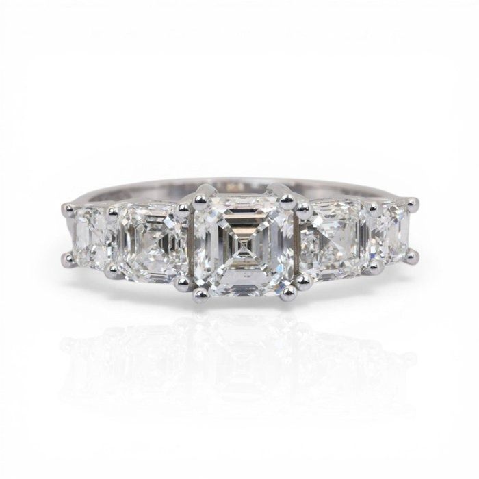 2.49 Carat GIA Certified 18K White Gold 5-Stone Ring