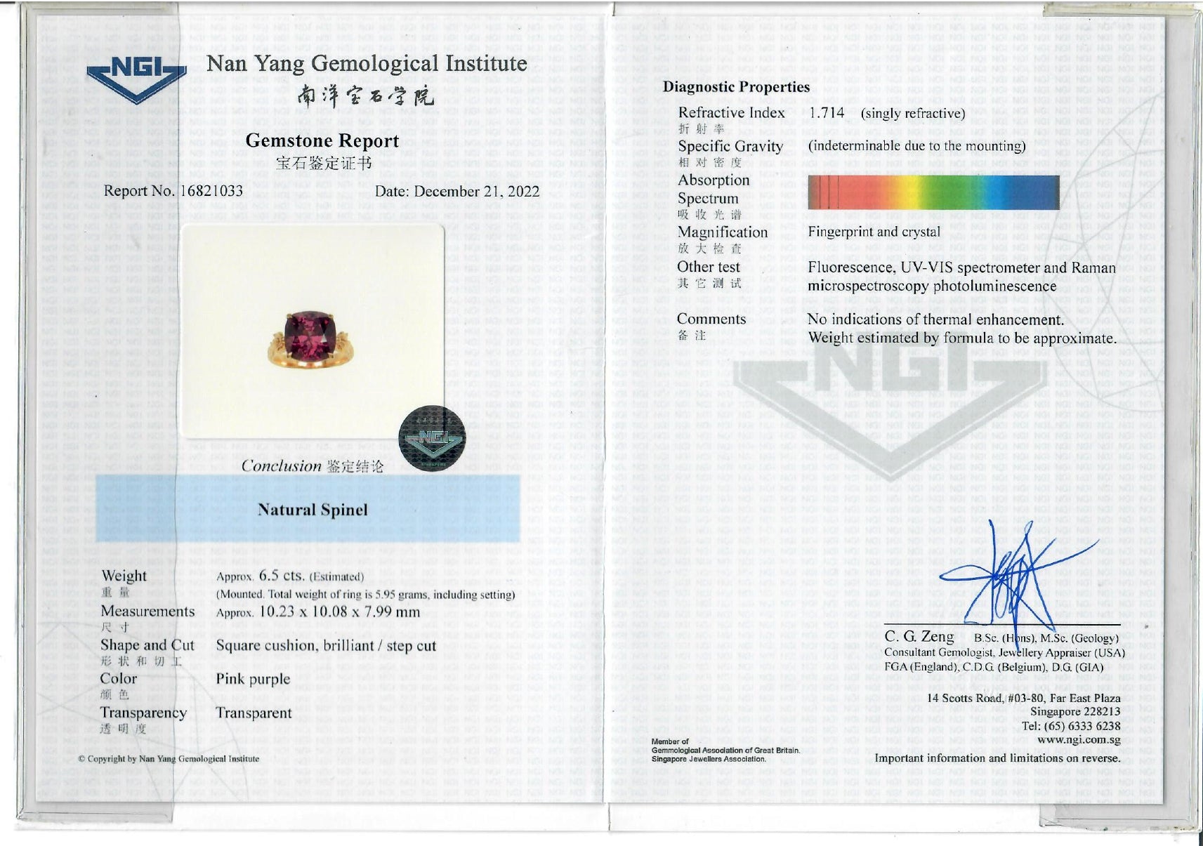 Lush 6.5ct Pink-Purple Spinel Ring in 18K Rose Gold - NGI Certified