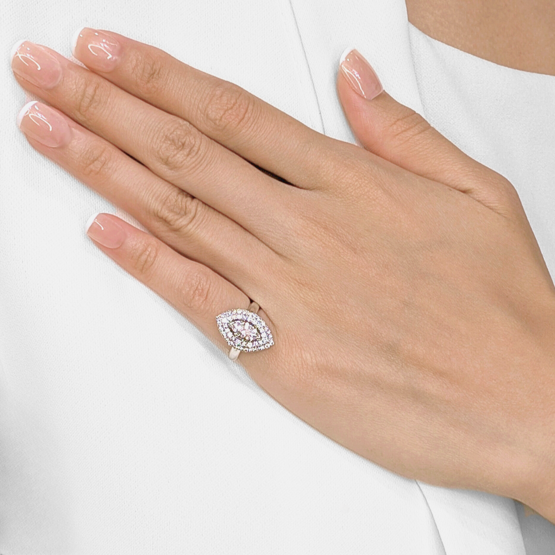 Radiant 1.32ct Natural Diamond Halo Ring in 18K White Gold by Larry Jewelry - GIA Certified