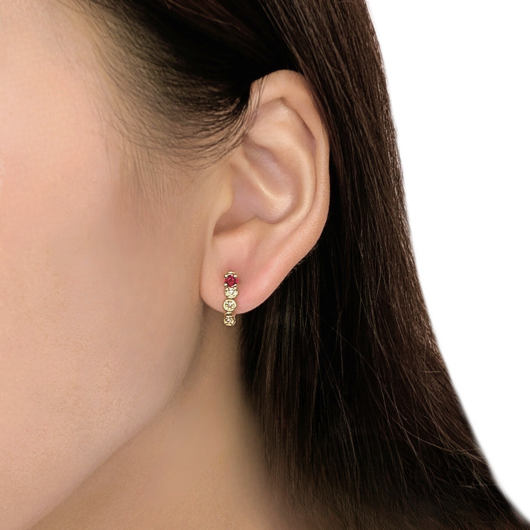 Chic 0.21ct Ruby & Natural Diamond Drop Earrings in 18K Yellow Gold