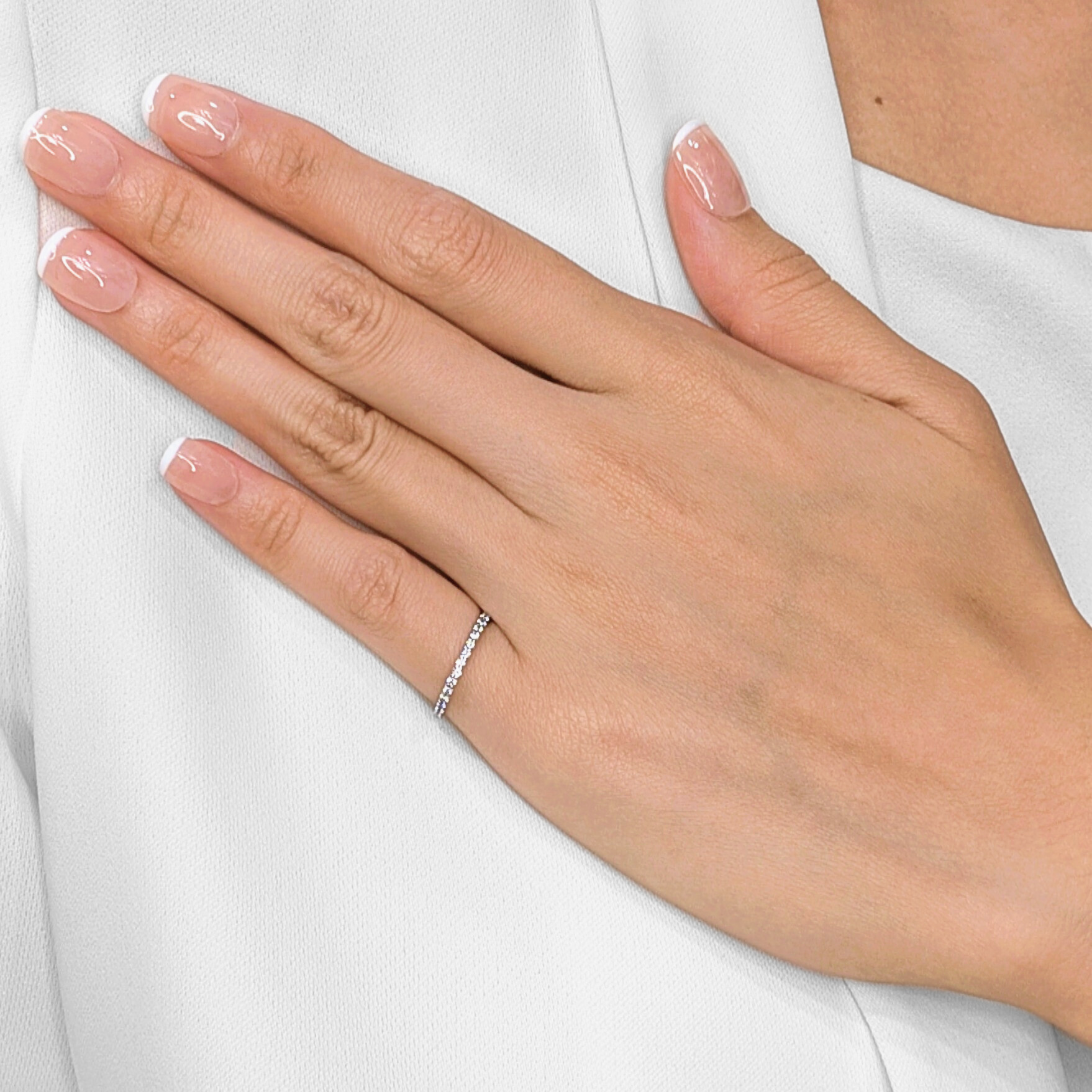 Dazzling 0.2ct Natural Diamond Prong-Set Half Eternity Ring in 18K White Gold