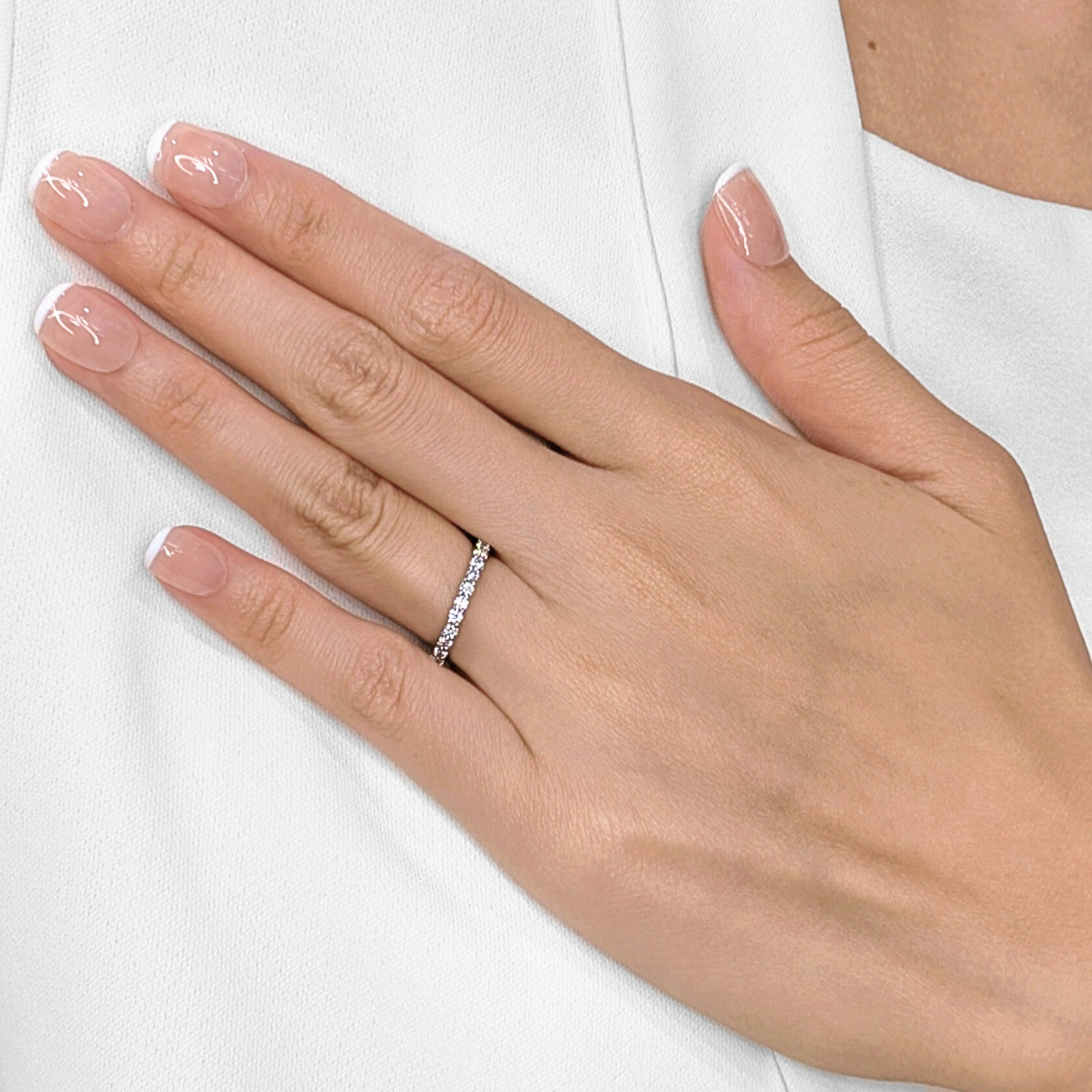 Timeless 1.08ct Natural Diamonds Eternity Ring in 14K White Gold (Unworn)