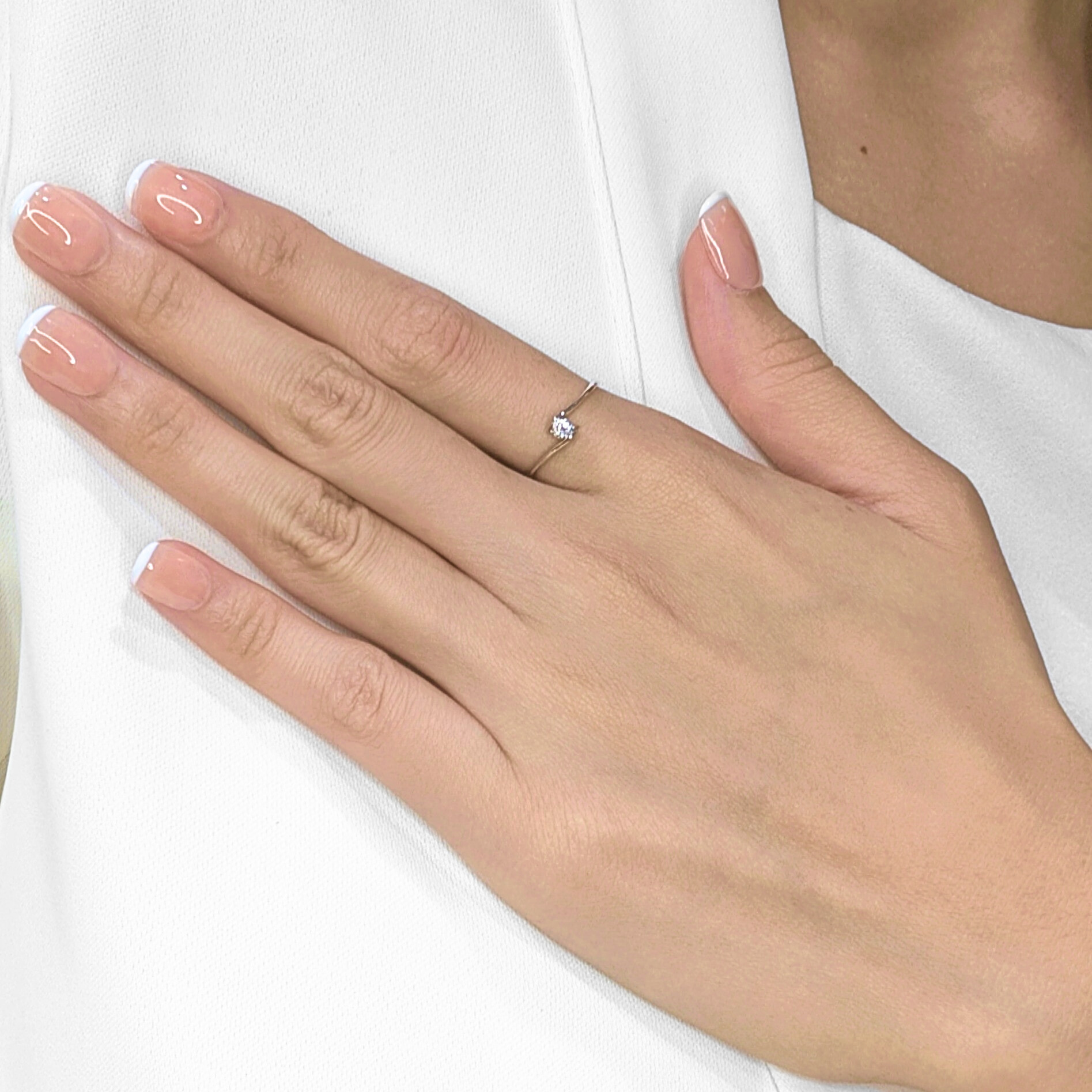 Sleek 0.12ct Natural Diamond Tension-Set Ring in 18K White Gold (New & Unworn)