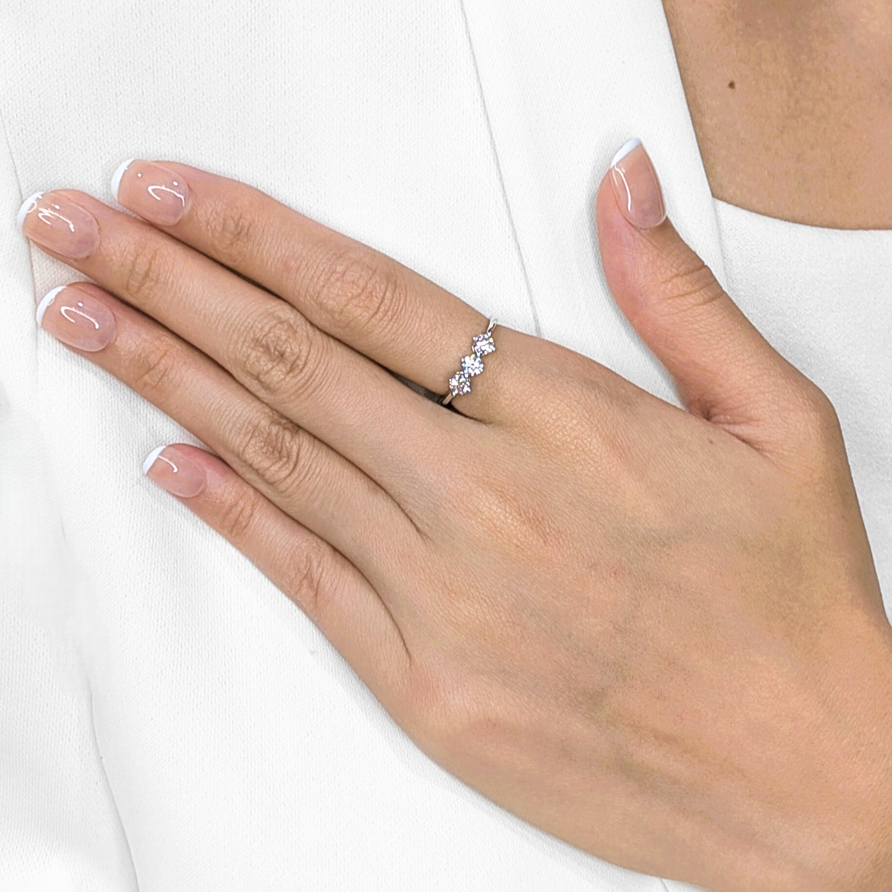 Sleek 0.54ct Three-Stone Natural Diamond Destinée by Lee Hwa Ring in 18K White Gold