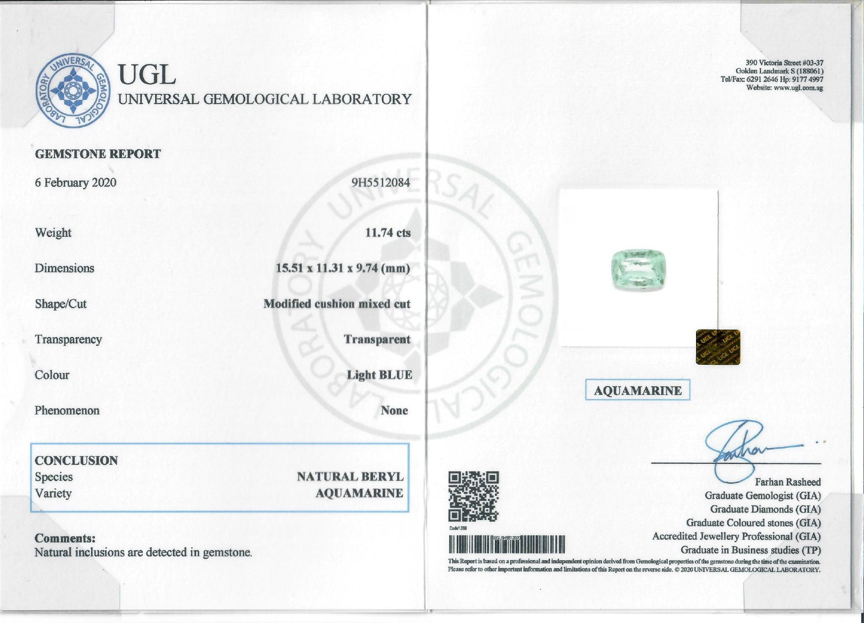 Vibrant 13.39ct Aquamarine, Natural Diamond, Sapphire & Ruby Cocktail Ring in 14K White Gold - UGL Certified