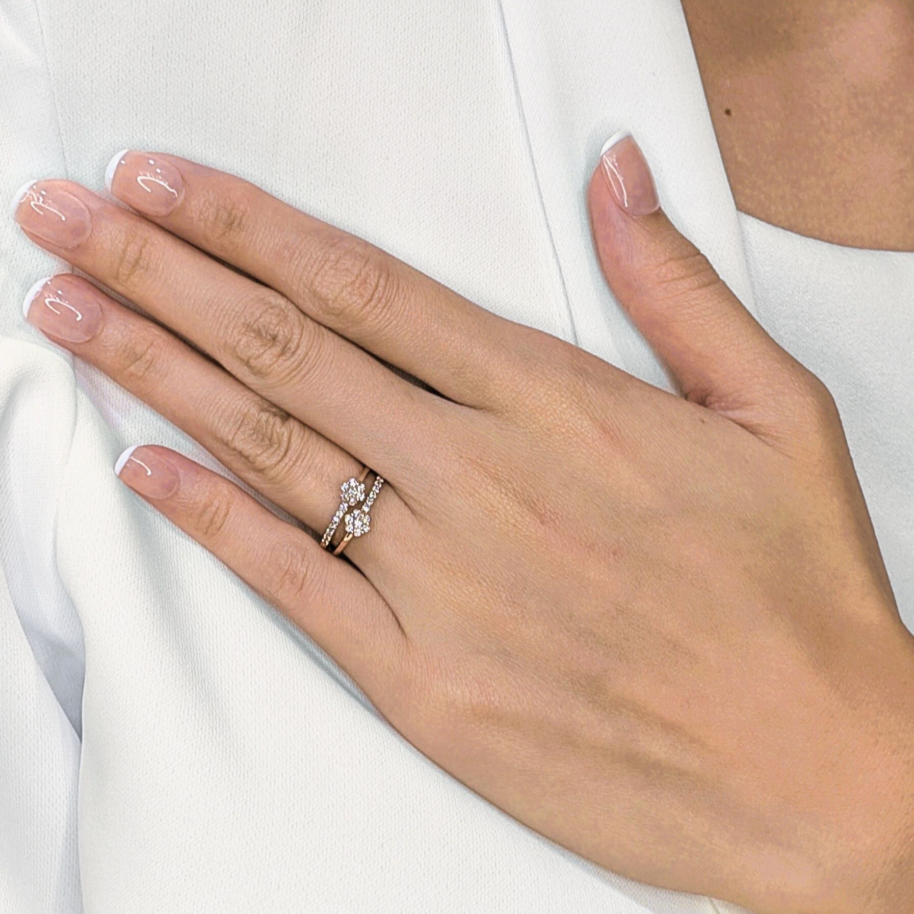 Floral Cluster 0.42ct Natural Diamond Split-Shank Ring in 18K Rose Gold