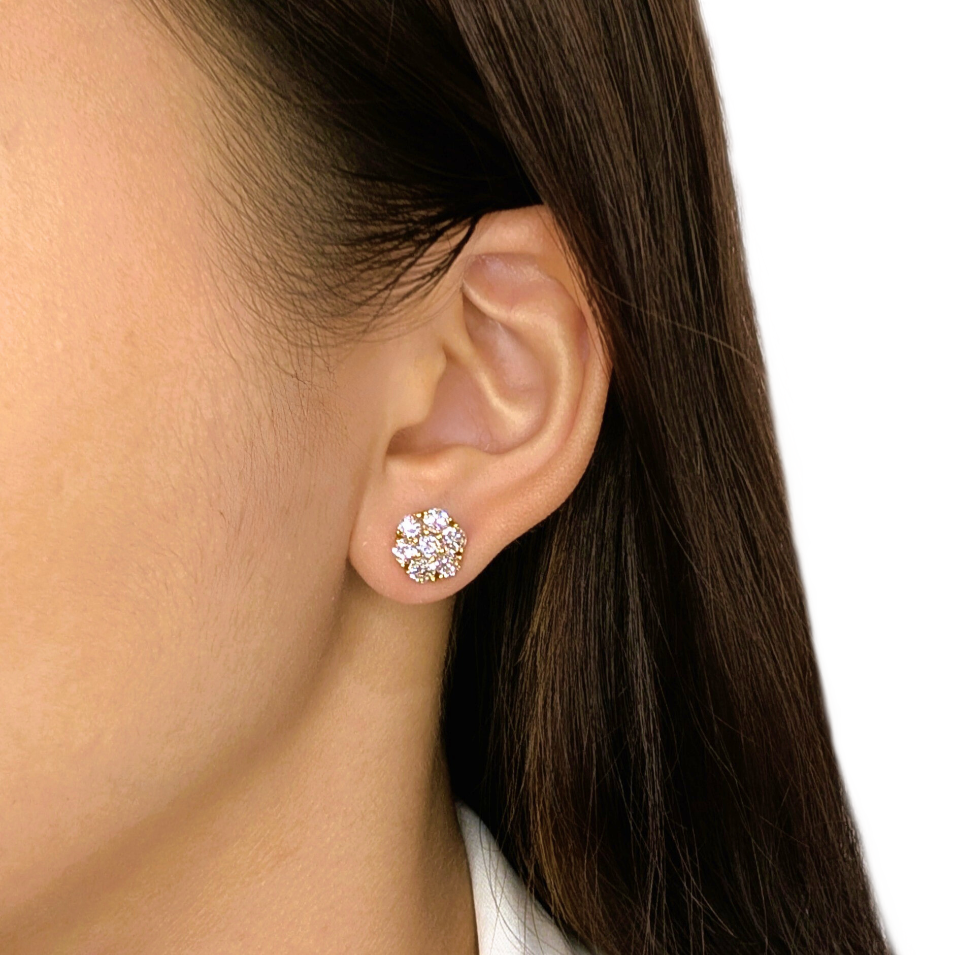 Vintage-Inspired 2.66ct Old Mine Cut Natural Diamond Earrings in 20K Yellow Gold