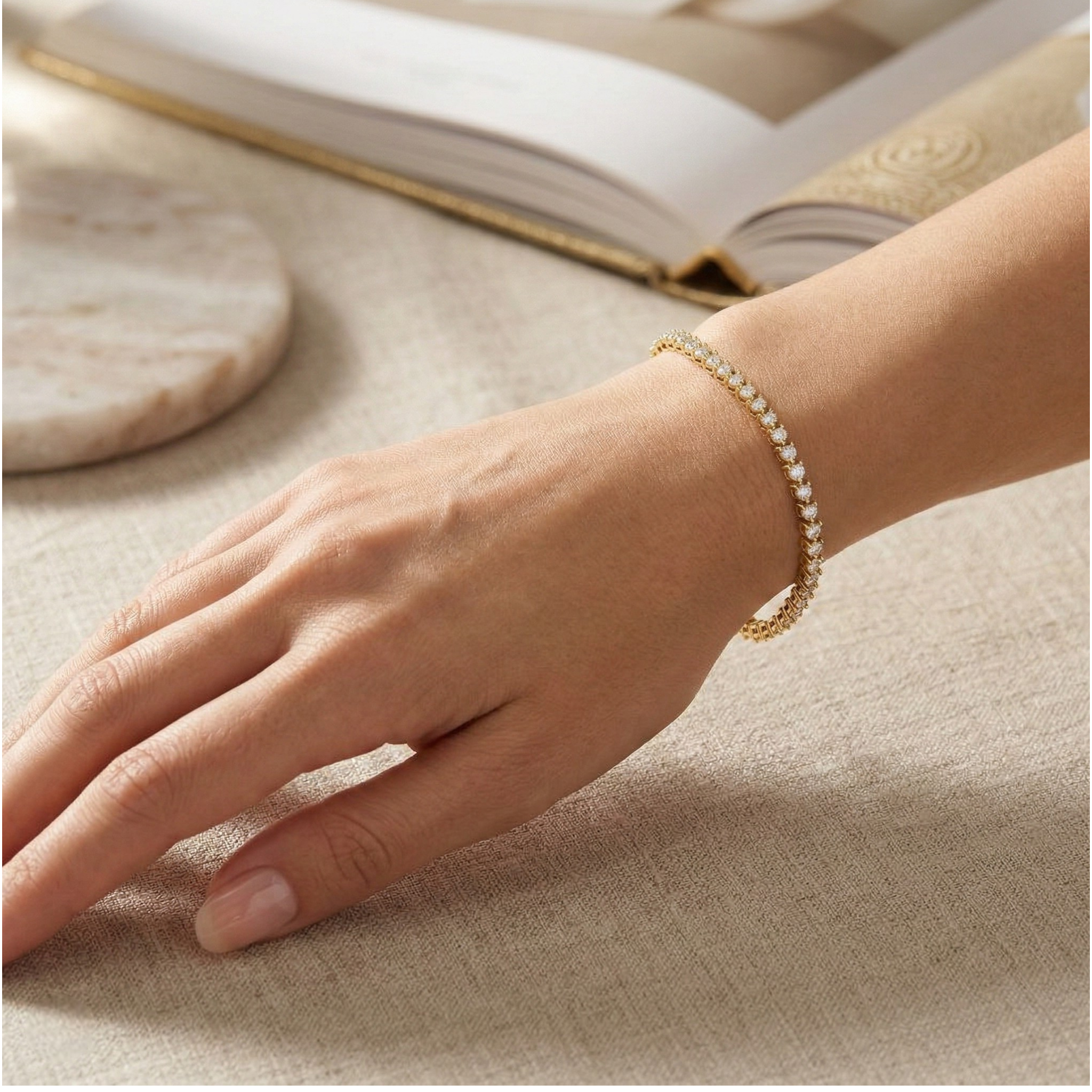Classic 1.70ct Natural Diamond Tennis Bracelet in 18K Yellow Gold