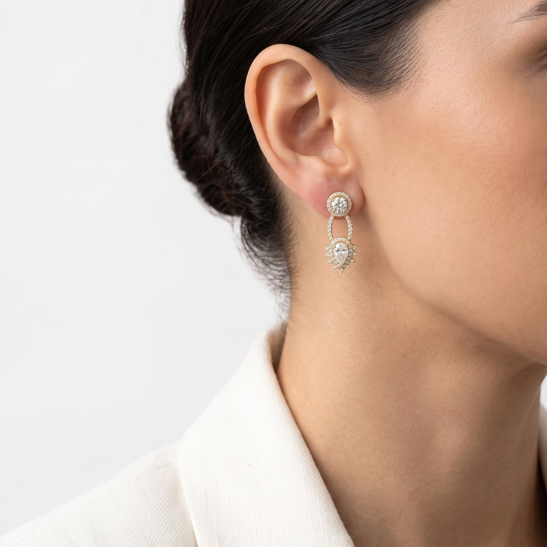 3.18 Carats IGI Certified Natural Diamonds 14k Yellow Gold Earrings