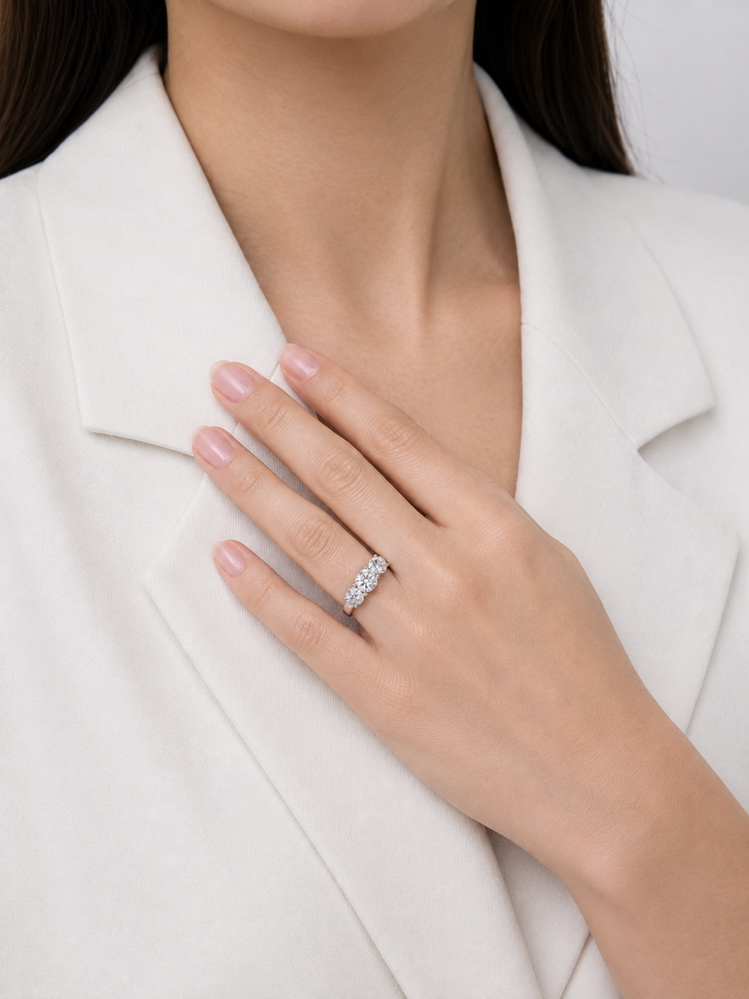 Stunning 1.20ct Natural Diamond Three-Stone Ring in 18K White Gold