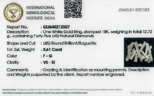 Spectacular 0.61ct Natural Diamond Geometric Statement Ring in 18K White Gold - IGI Certified