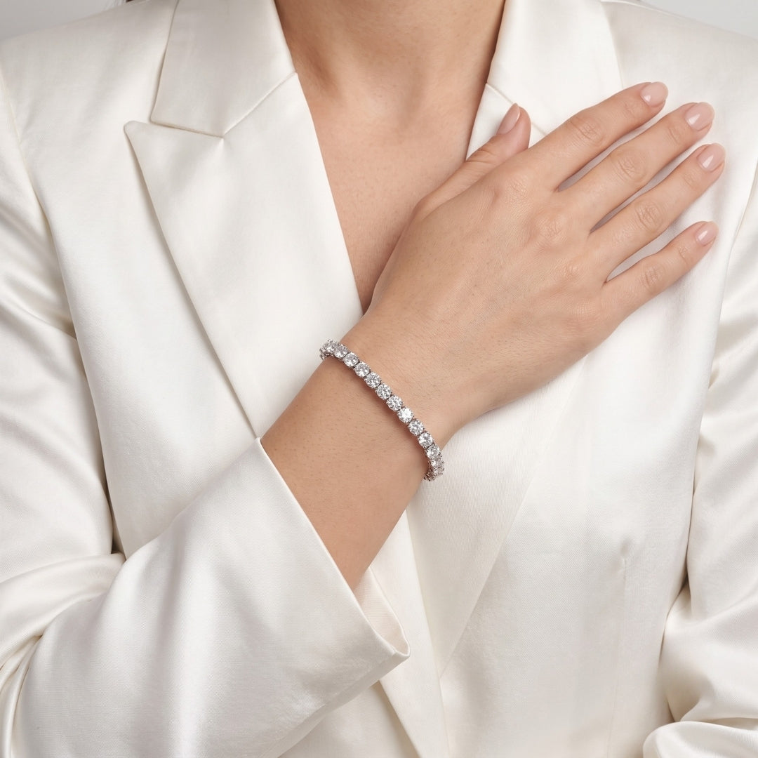 13.96 Carats IGI Certified Natural Diamonds 18k White Gold Tennis Bracelet