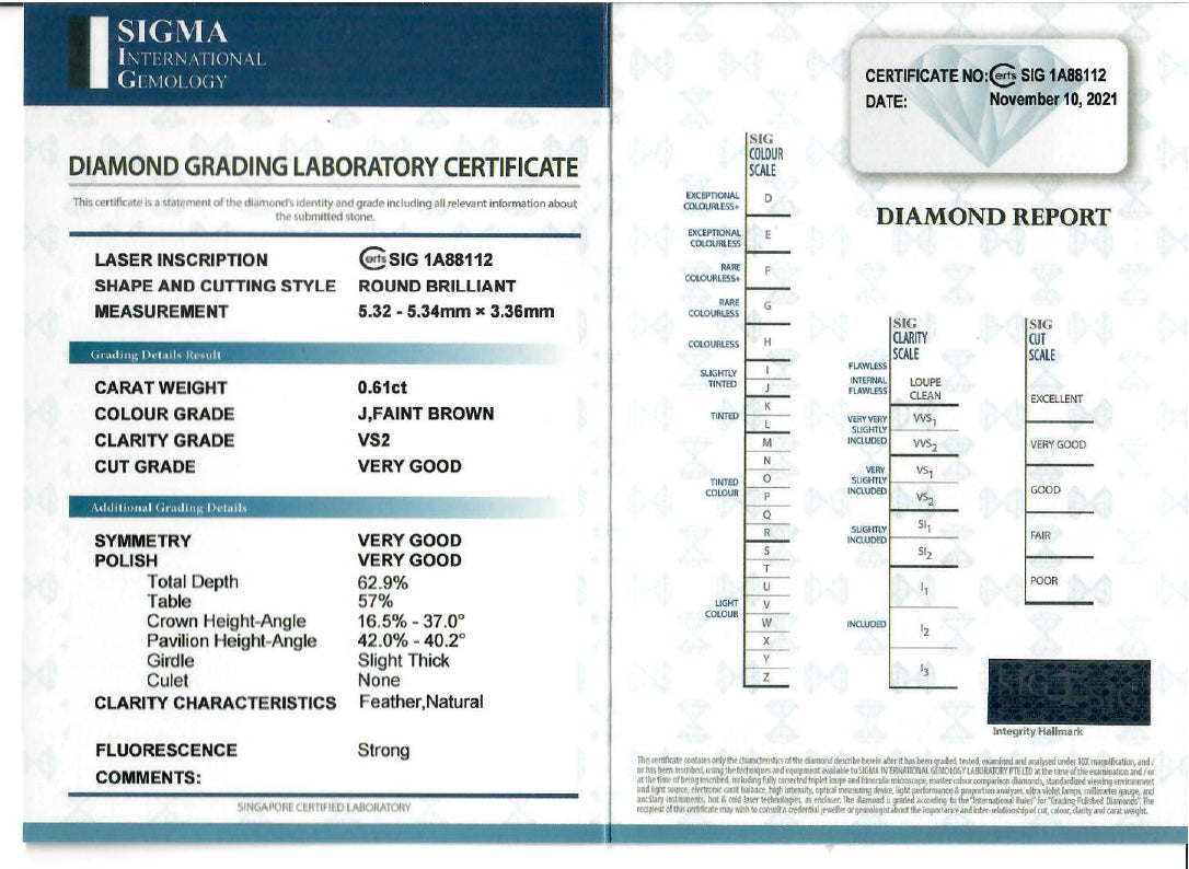 Elegant Mayson Jewellery 0.61ct Natural Diamond Cathedral Solitaire Ring in 18K White Gold with SIG Certificate