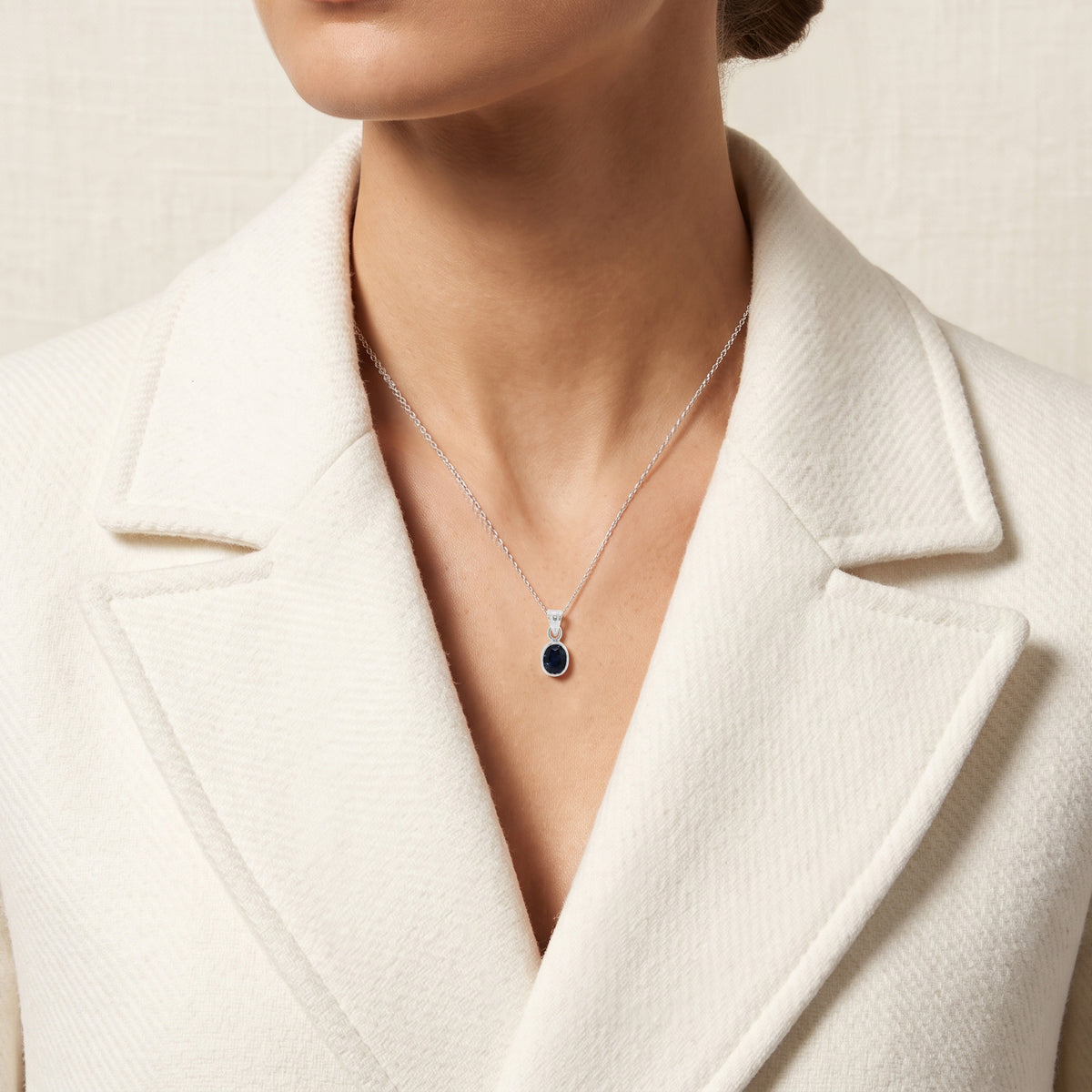 Elegant 0.70ct Natural Blue Sapphire Bezel Pendant in 18K White Gold