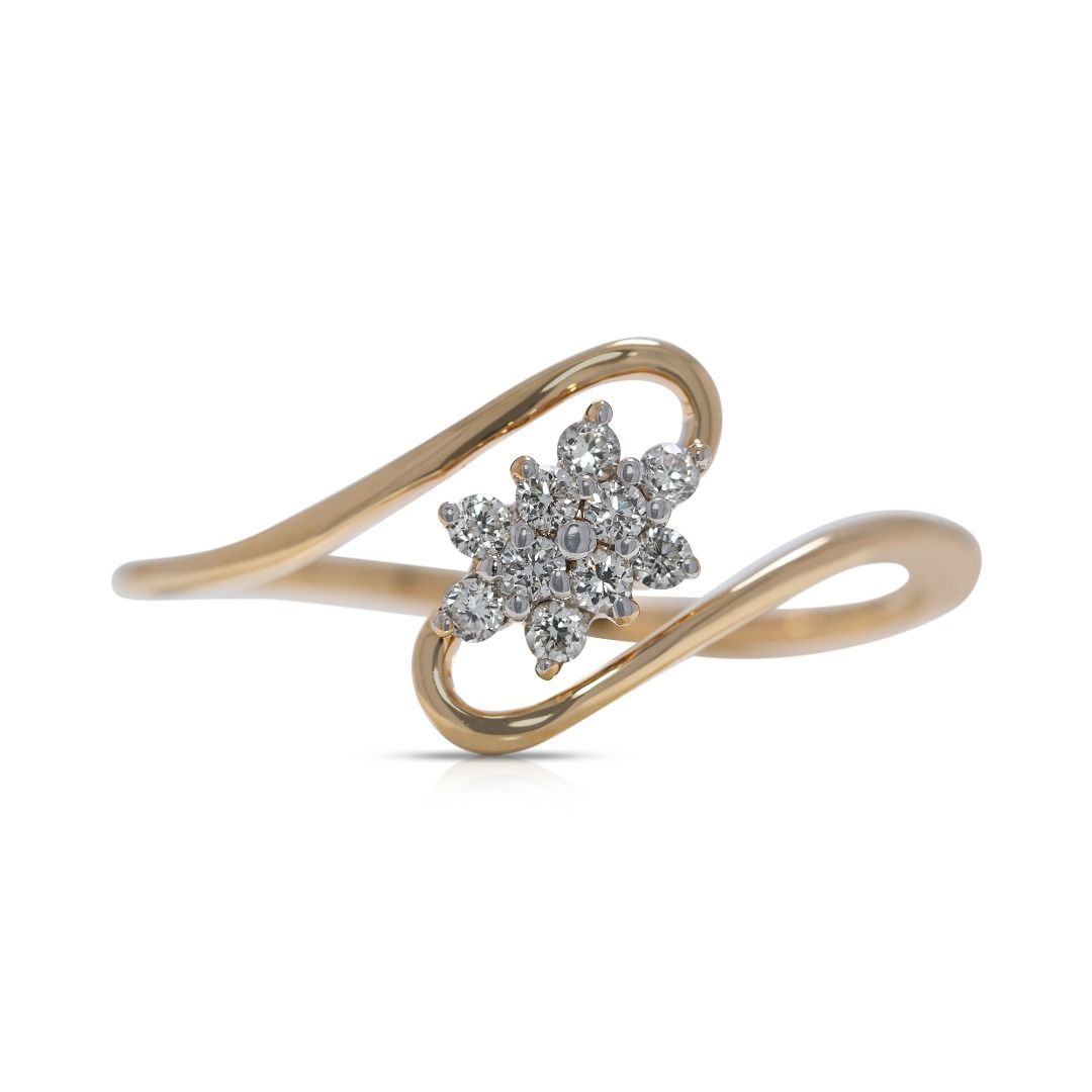 Unique 0.13ct Diamond Ring with Distinctive 18K Yellow Gold Band