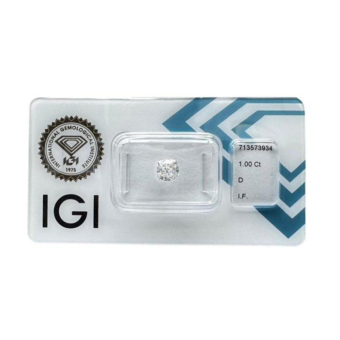Brilliant 1.00ct Double Excellent Ideal Cut Cushion-Shaped Diamond - IGI Certified