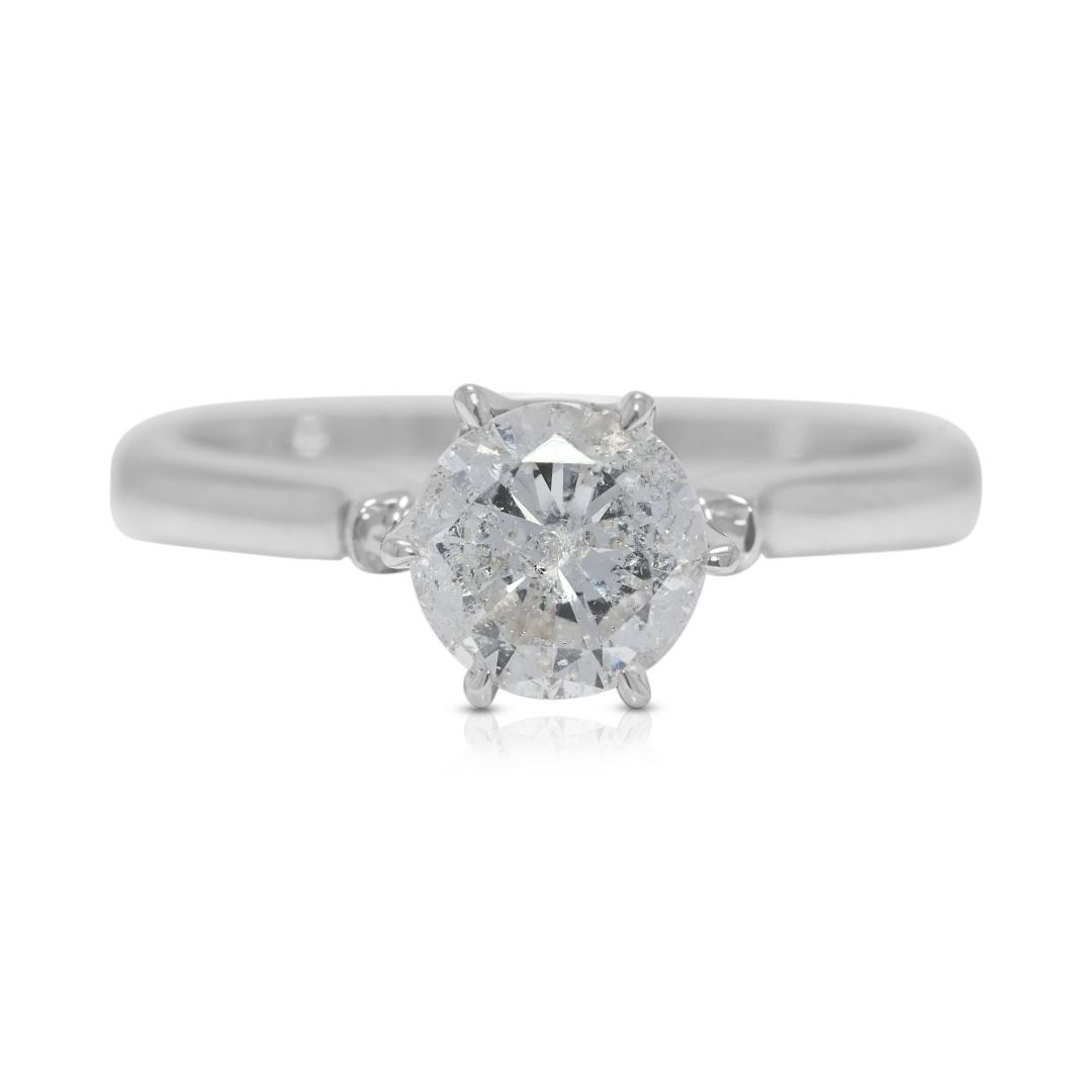 Timeless 0.88ct Solitaire Natural Diamond Ring in 14K White Gold