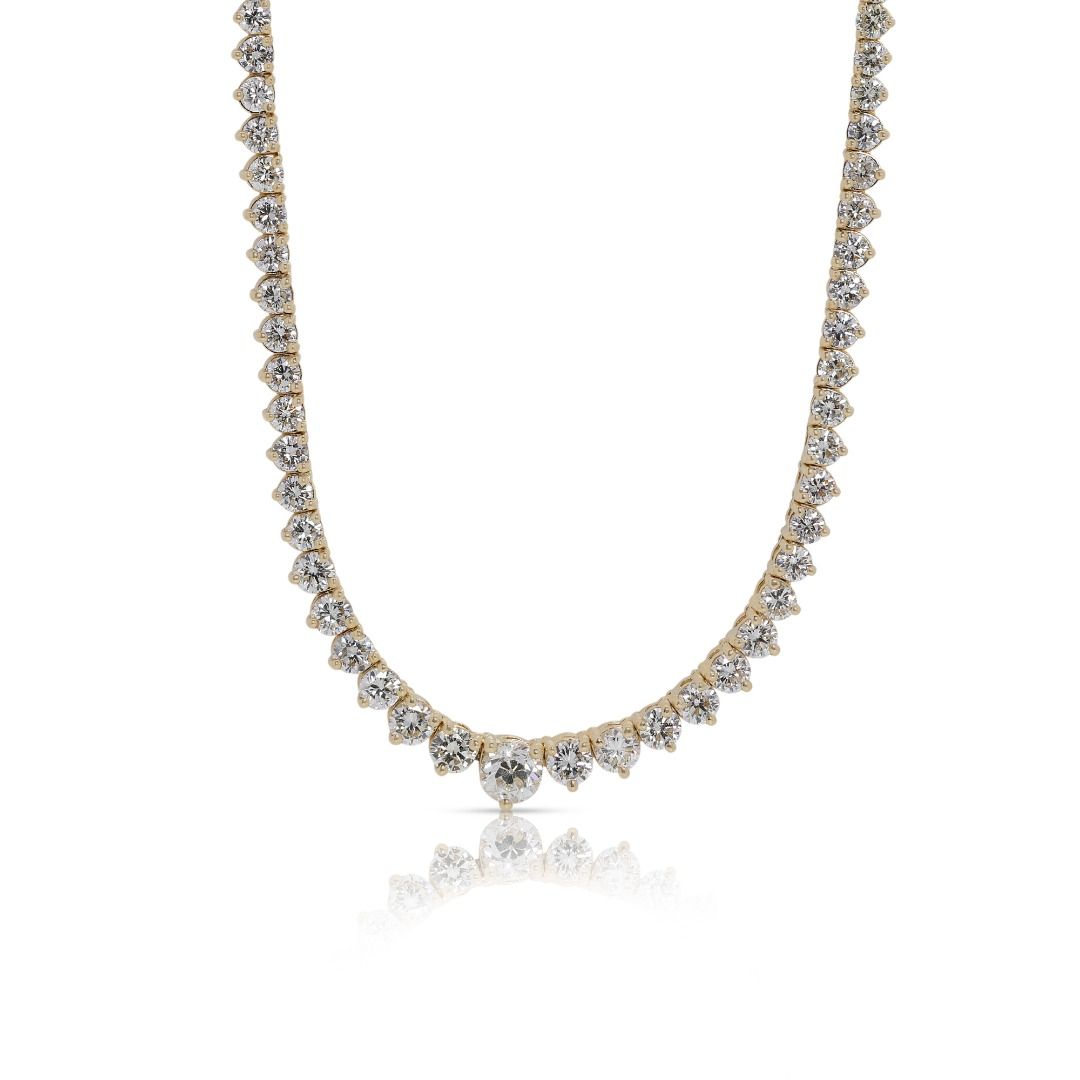 Elegant 8 carat and 16 points Natural Diamond Collar Necklace in 14K Yellow Gold