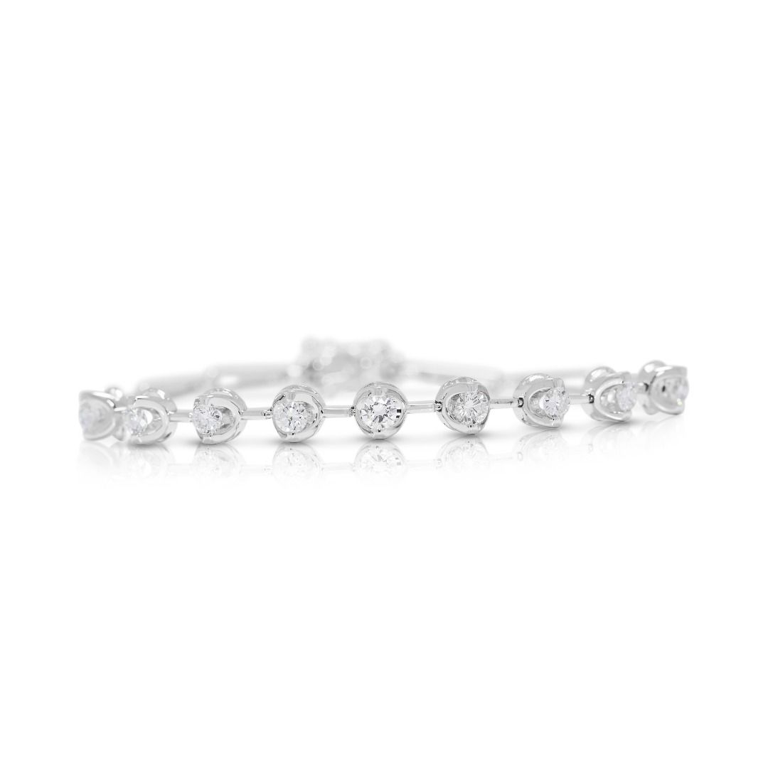 Sparkling 0.54ct Natural Diamond Bracelet in 18K White Gold