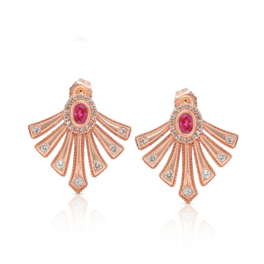 Elegant 0.75ct Oval Earrings in 14K Rose Gold