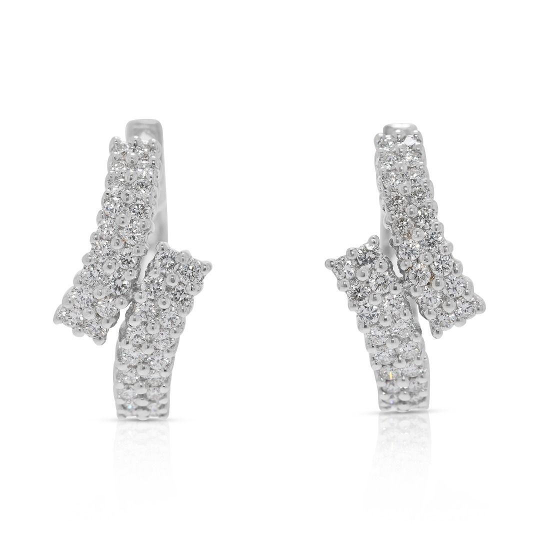 Captivating 1.08ct Natural Diamonds Earrings in 18K White Gold