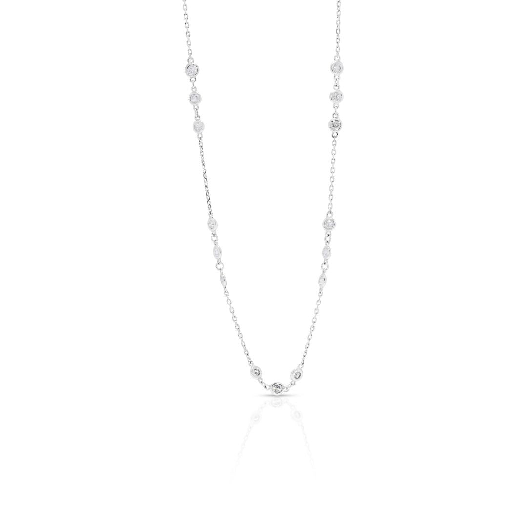 Dazzling 1.5ct Natural Diamond 14K White Gold Necklace