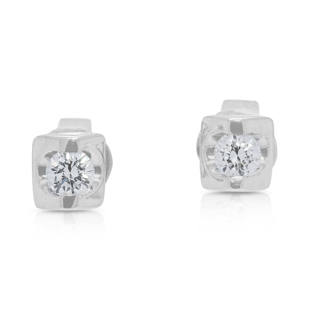 Dainty 0.1ct Natural Diamond Stud Earrings in 18K White Gold