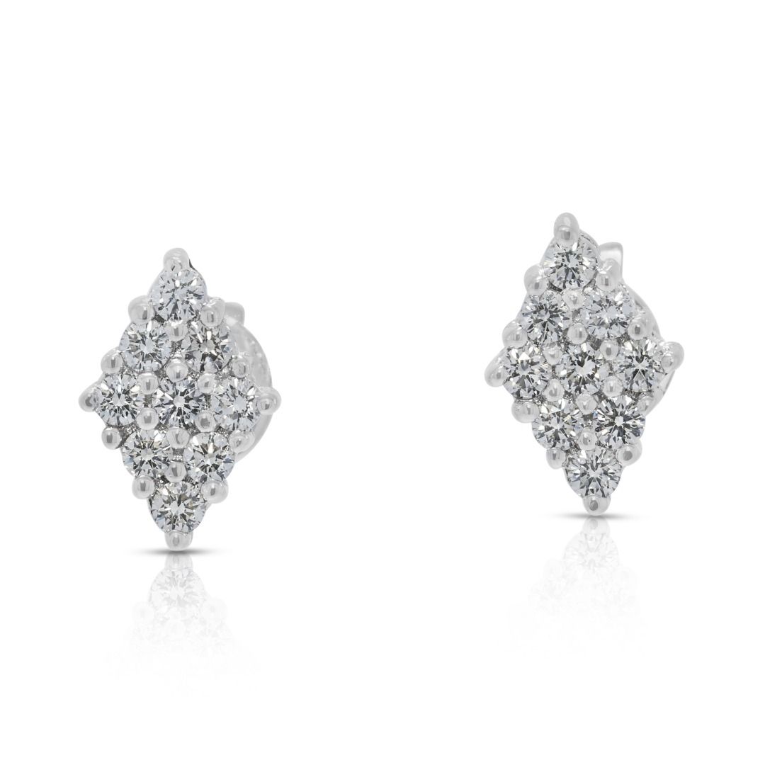 Radiant 0.27ct Natural Diamond 18K White Gold Earrings