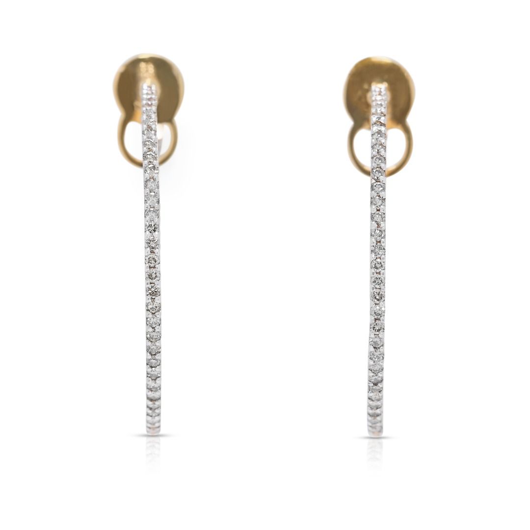 Captivating 2.1ct Natural Brown Diamond Hoop Earrings in 14K Yellow Gold