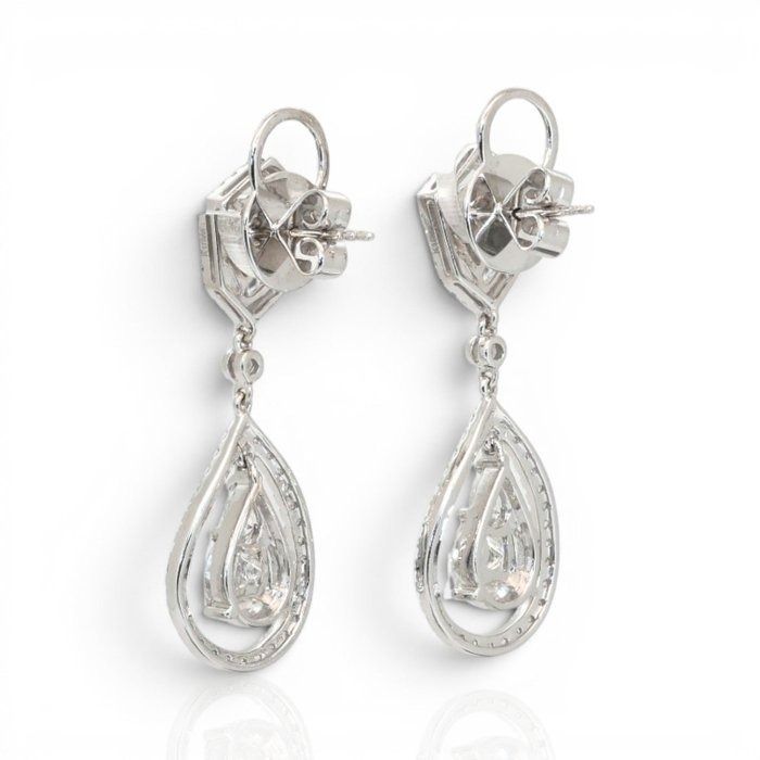 3.63 Carats IGI Certified Natural Diamond 18K White Gold Drop Earrings