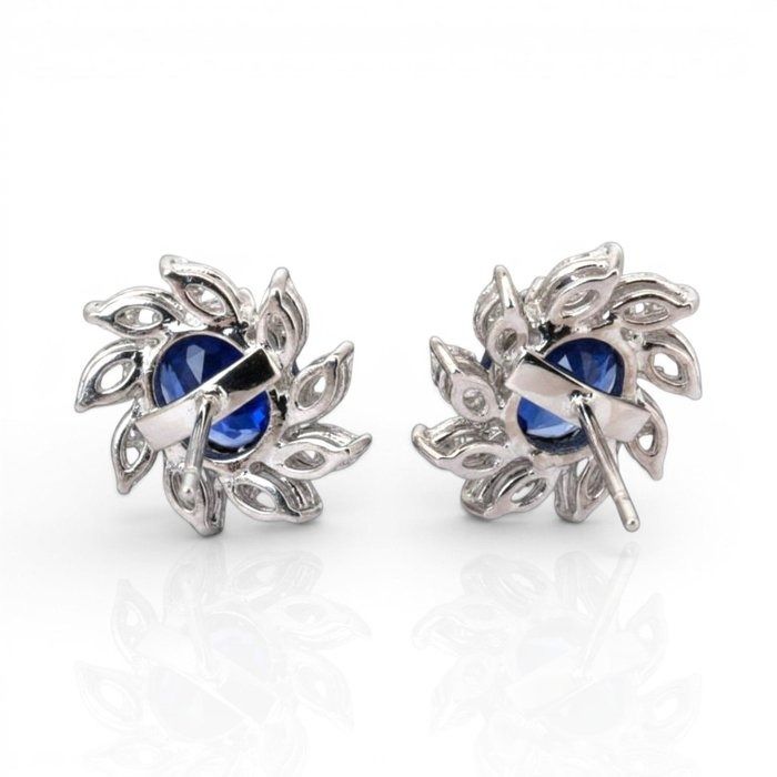 3.68 Carats IGI Certified Sapphire and Diamond 18K White Gold Earrings