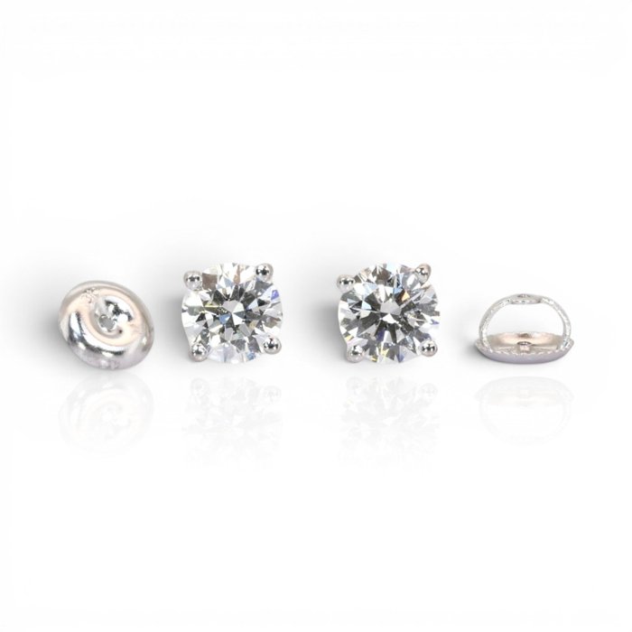 2.03 Carats IGI Certified Natural Diamond 18K White Gold Stud Earrings