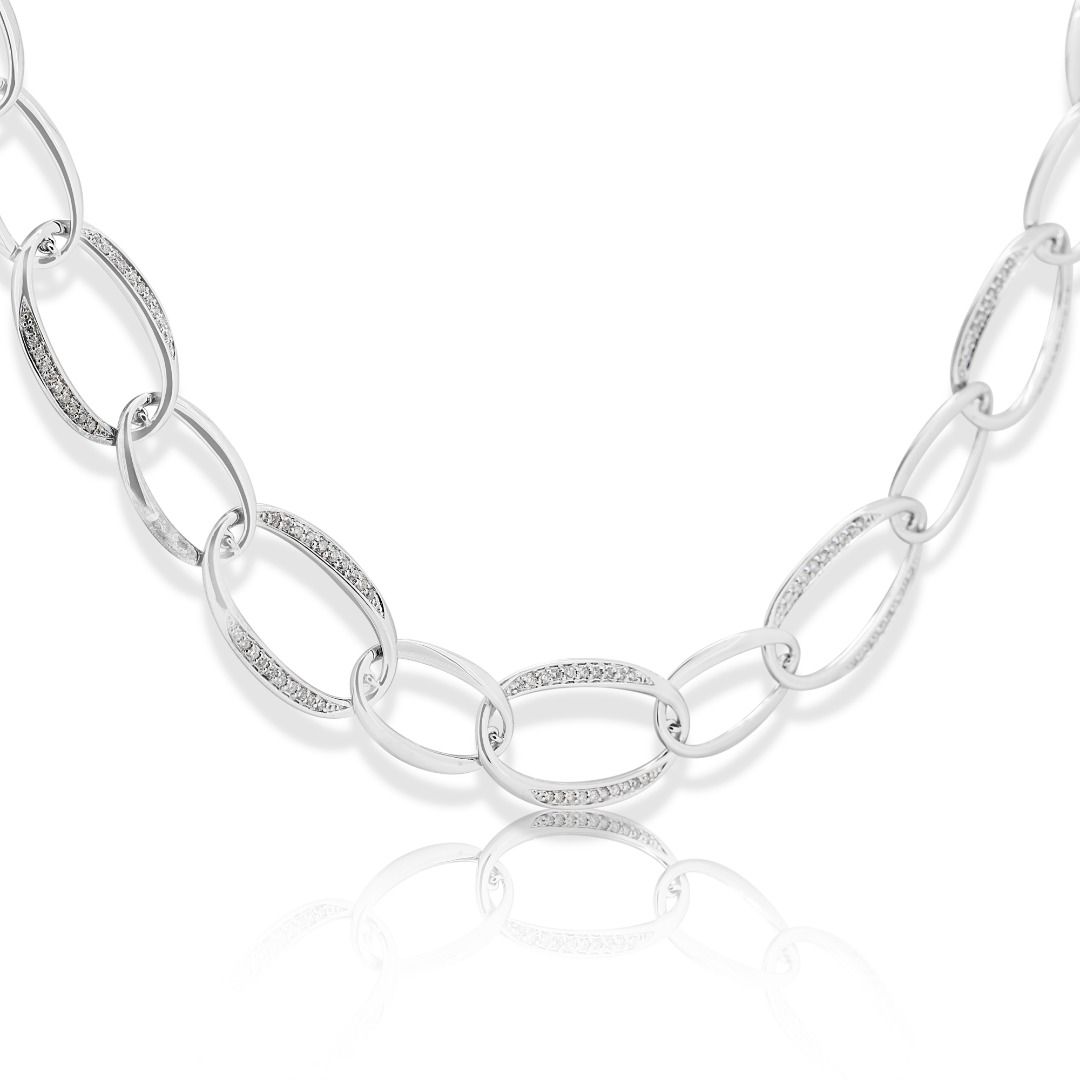 Substantial 0.65ct Natural Diamond Necklace in 18K White Gold