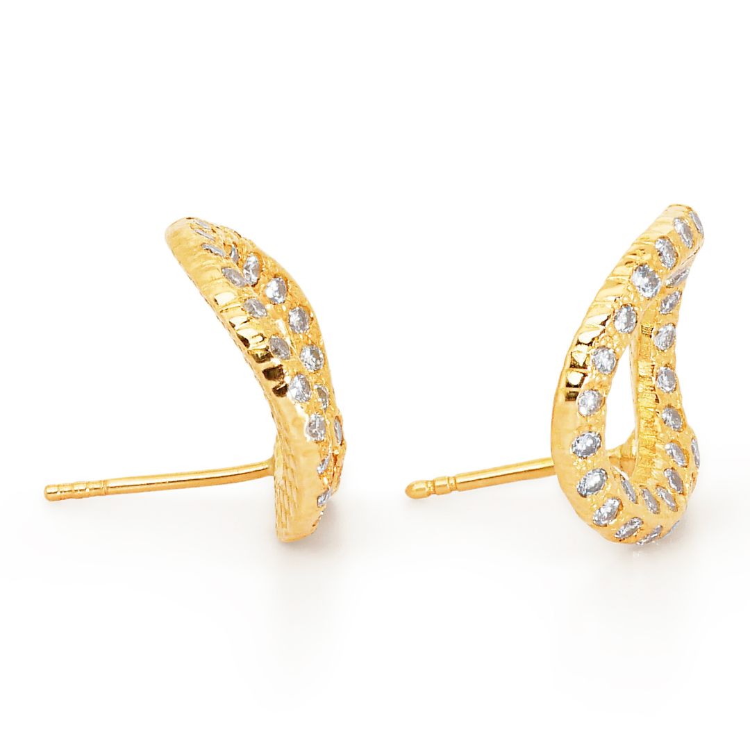 Glistening 1.28ct Natural Diamond Pave Hoop Earrings in 18K Yellow Gold - IGI Certified
