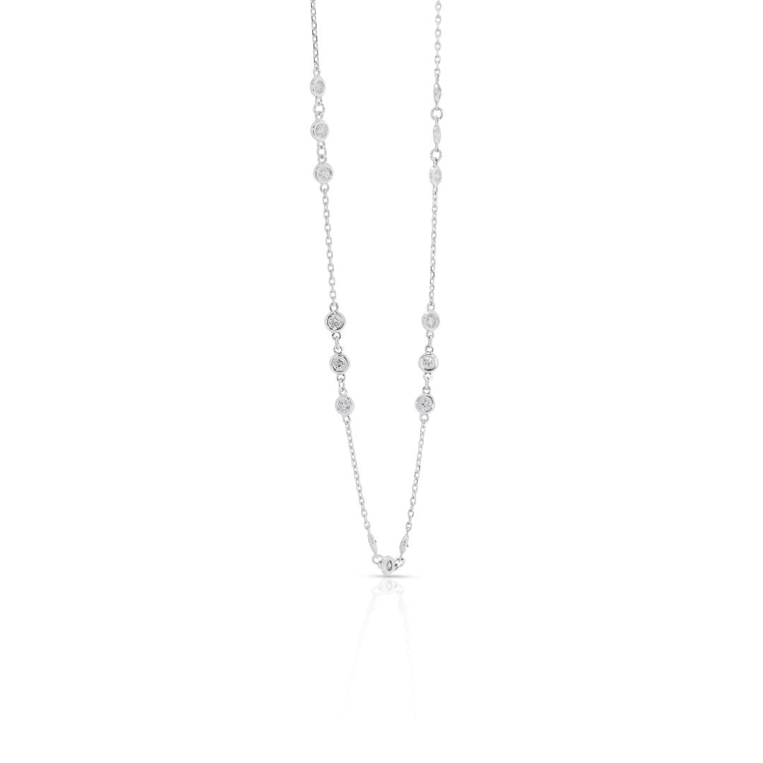 Dazzling 1.5ct Natural Diamond 14K White Gold Necklace