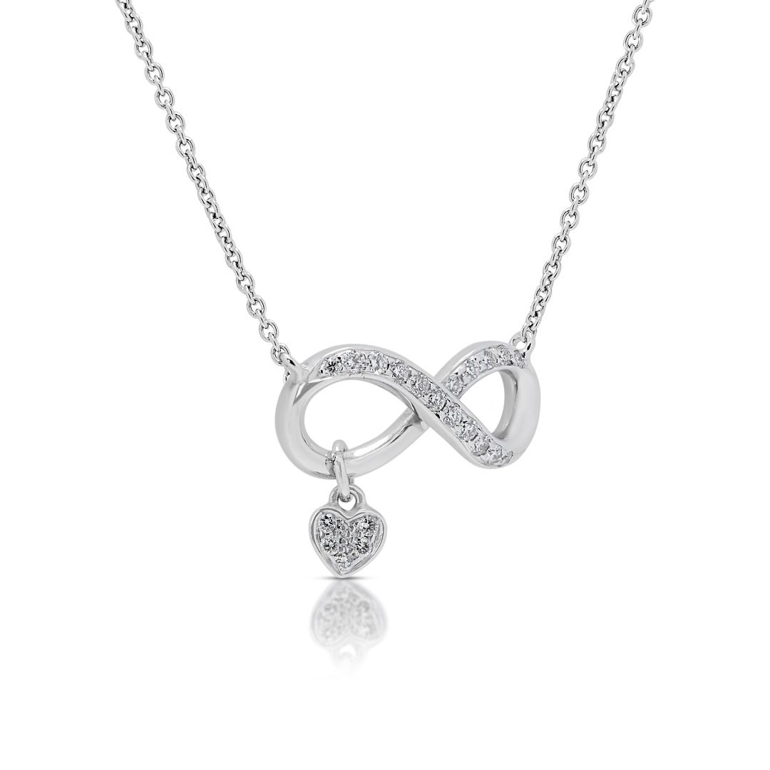 Sophisticated Quarter Carat Natural Diamond Necklace in 18K White Gold