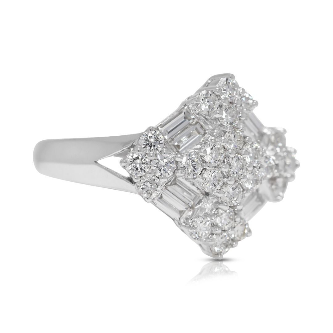 Luminous 0.86ct Natural Diamond 18K White Gold Statement Ring