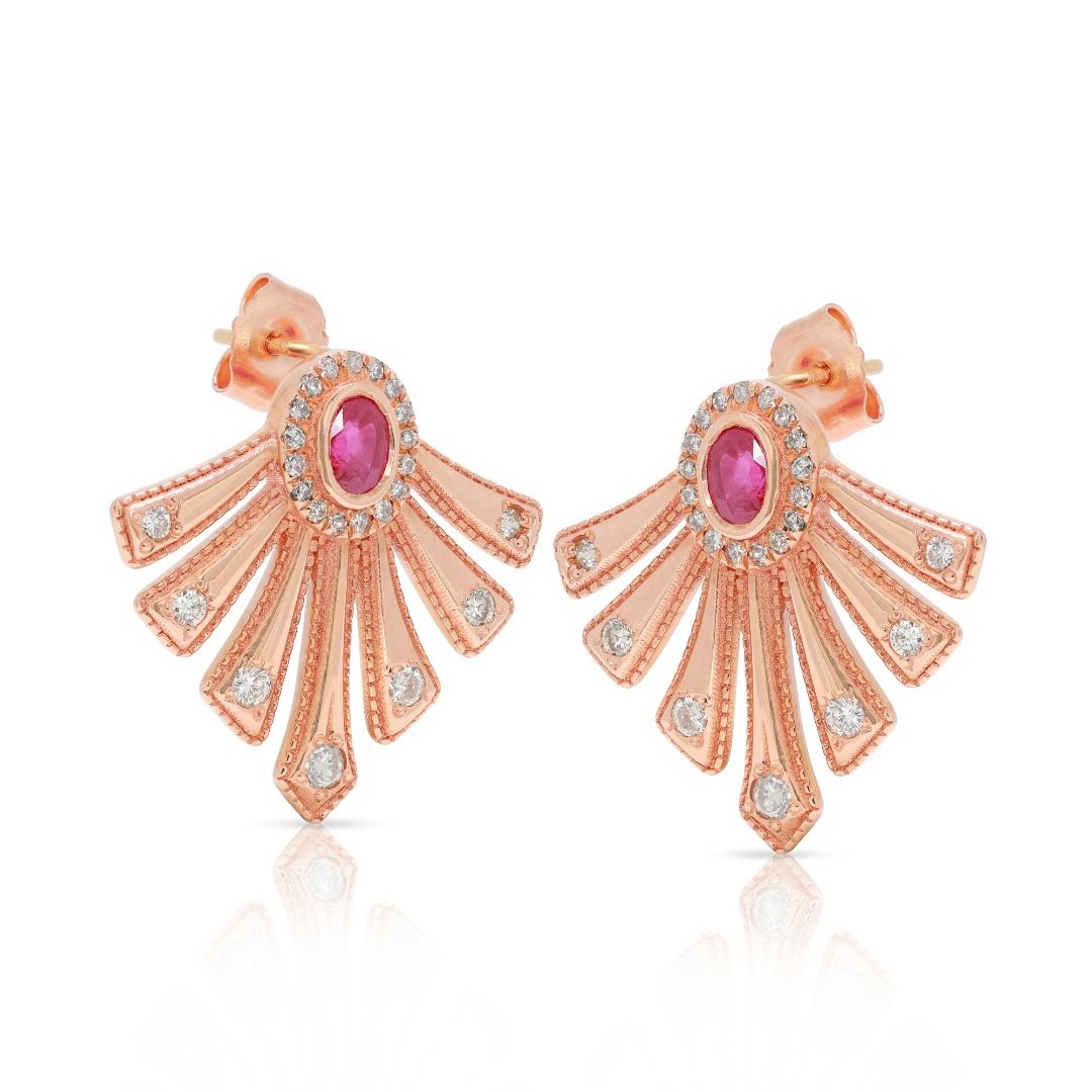 Elegant 0.75ct Oval Earrings in 14K Rose Gold