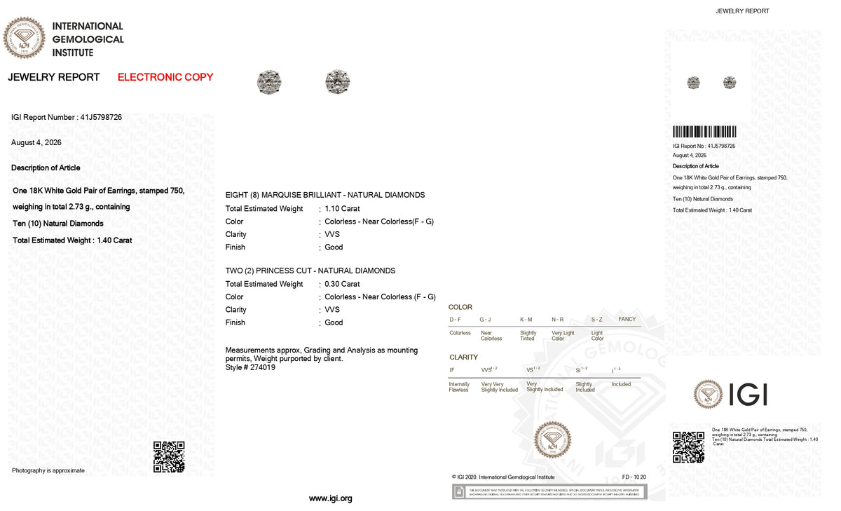Brillante 2,10 Karat natürliche Diamant-Cluster-Ohrstecker aus 18K Weißgold