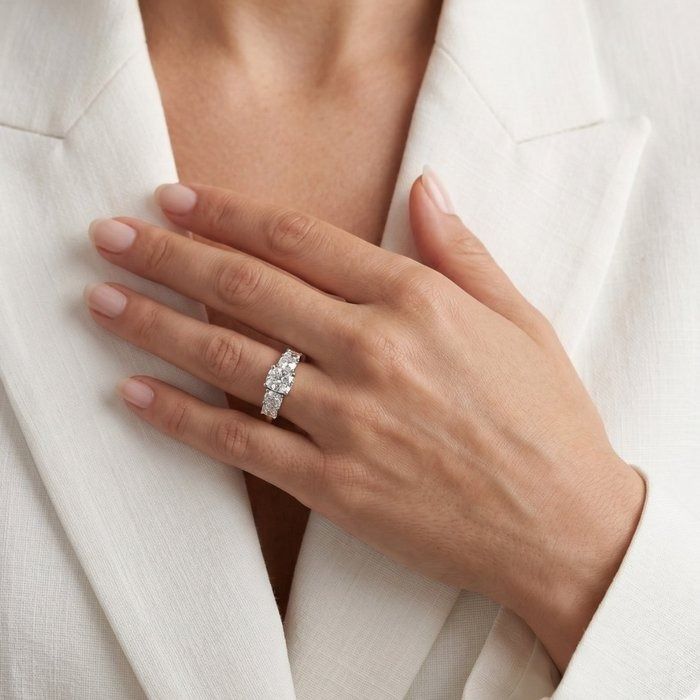 4,49 Karat IGI zertifizierter Naturdiamant 18K Gelb- und Weißgold 5-Stein Ring