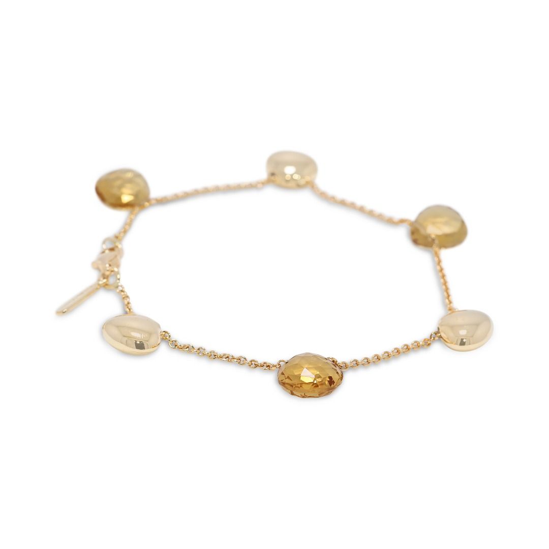 Warm 18K Yellow Gold Rose-Cut Citrine Bracelet