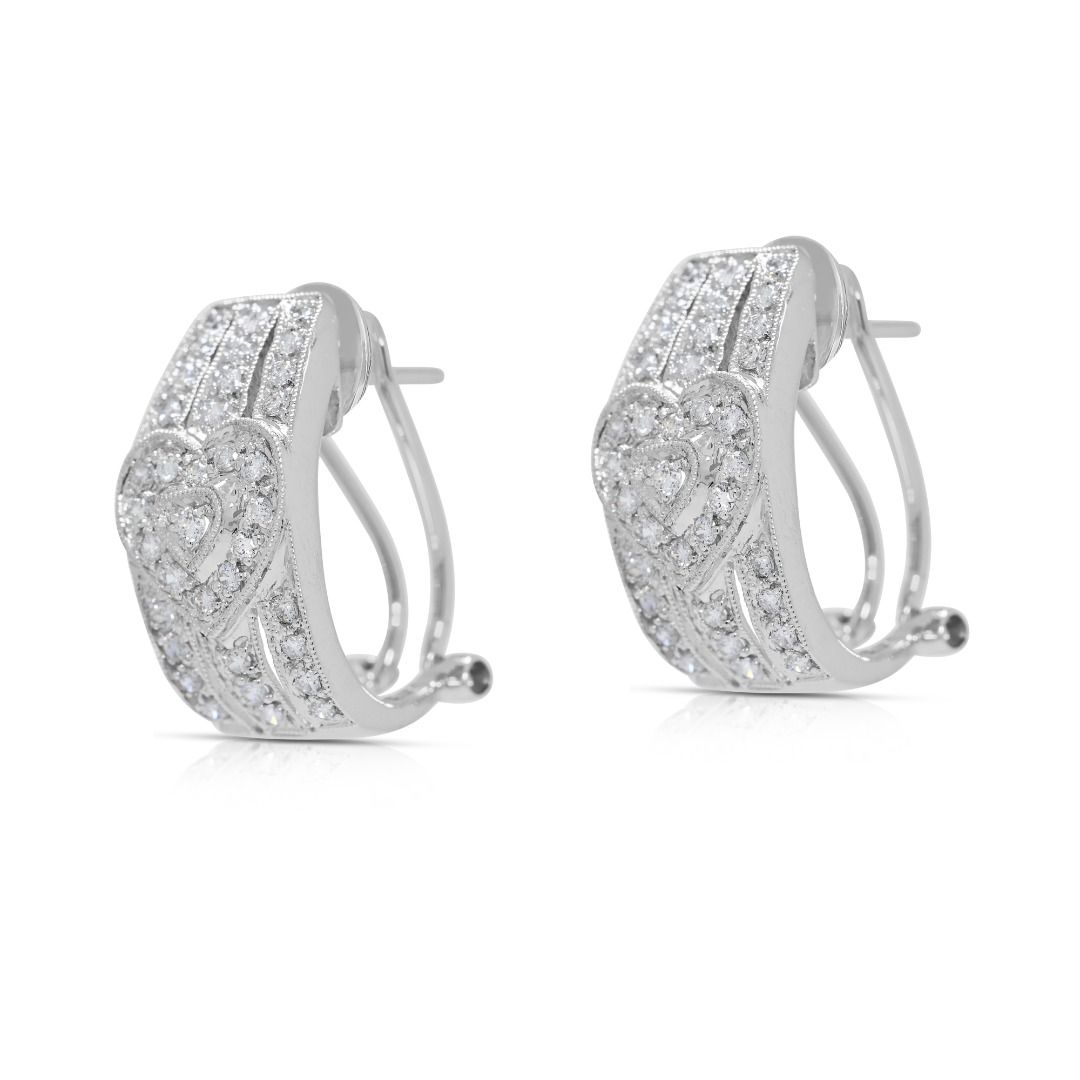 Brilliant 0.72ct Natural Diamond 18K White Gold Latch Back Earrings