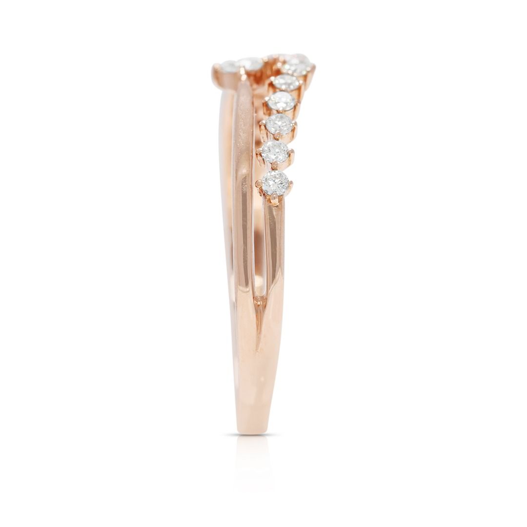 Elegant 0.17ct Round Brilliant Diamonds Ring in 14K Rose Gold