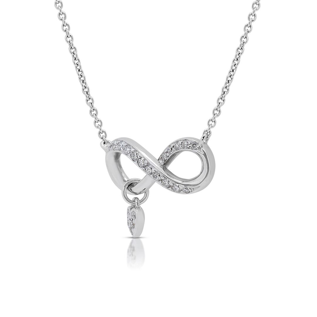 Sophisticated Quarter Carat Natural Diamond Necklace in 18K White Gold