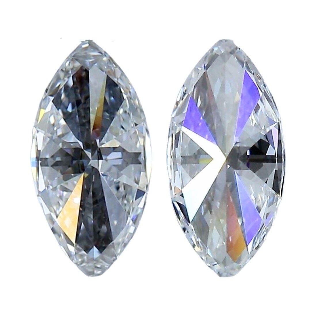 Captivating 1 carat and 1 point Ideal Cut Pair of Marquise-Shaped Natural Diamond