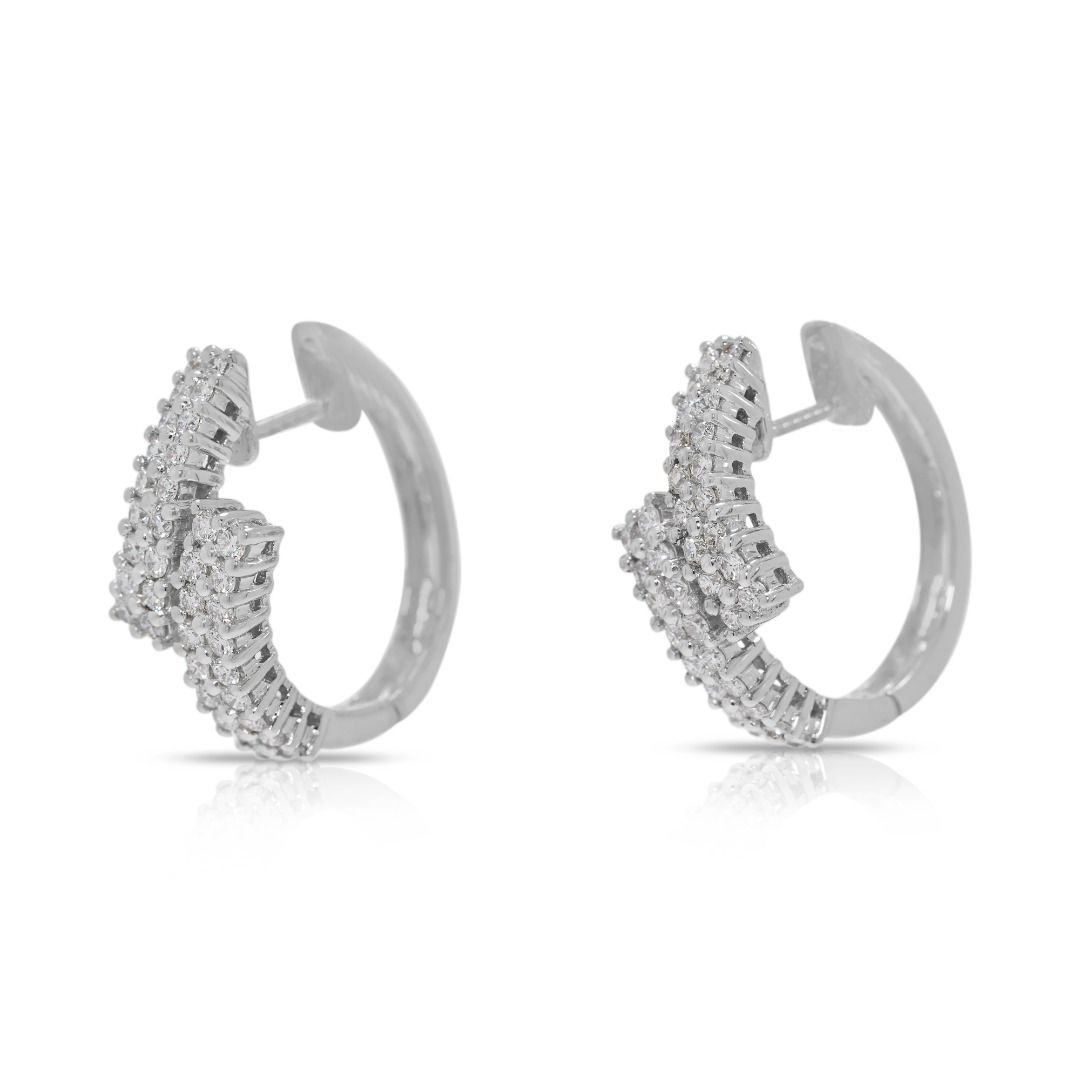 Captivating 1.08ct Natural Diamonds Earrings in 18K White Gold