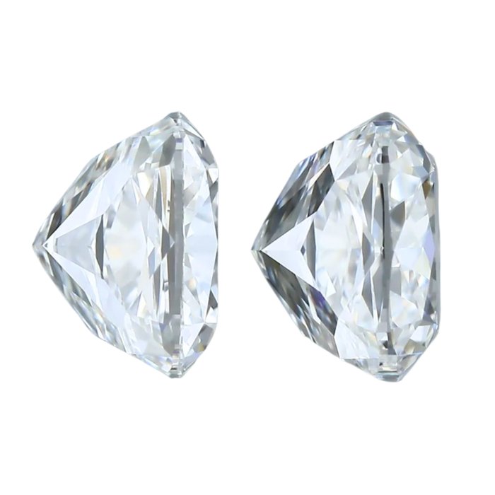 Dazzling 2.03ct Double Excellent Ideal Cut Pair of Cushion-Shaped Diamonds - GIA Certified